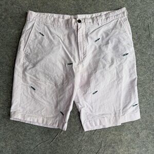 Brooks Brothers Shorts Mens 38 Pink Embroidered Boat Shoe Nautical Chino Cotton